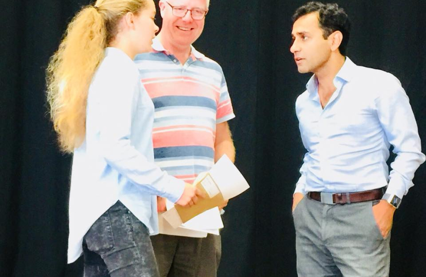 Rehman visits students receiving GCSE results