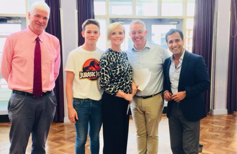 Rehman visits students receiving GCSE results