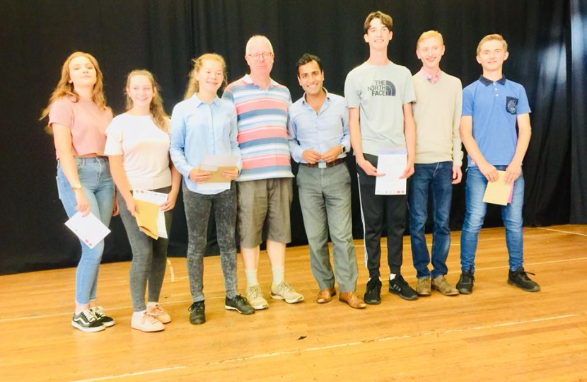 Rehman visits students receiving GCSE results