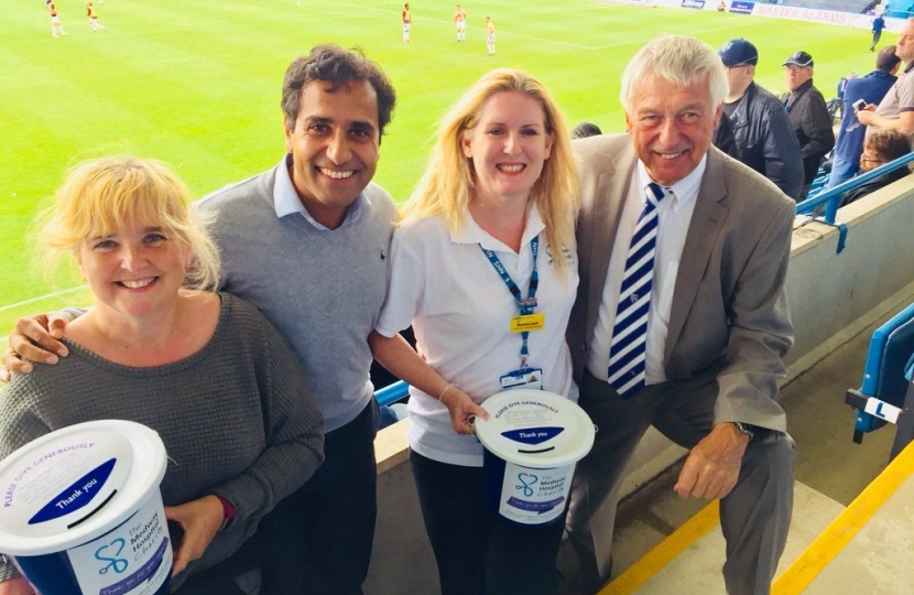 Rehman Chishti at Priestfield Stadium with Medway hospital charity collectors