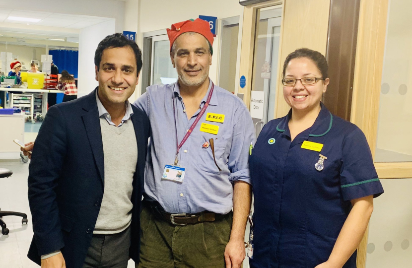 Rehman with staff at Medway Hospital