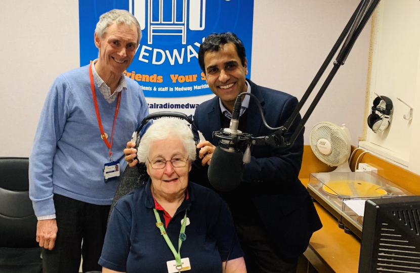 Rehman with Hospital Radio Medway staff