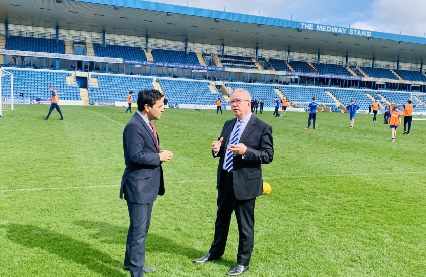 Rehman at Priestfield Stadium with Gills Chairman