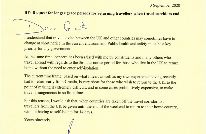 Letter to Transport Secretary