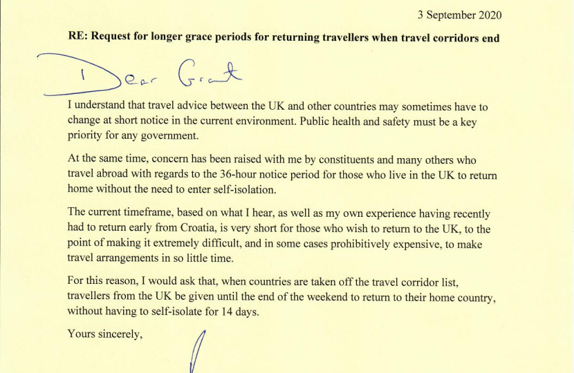 Letter to Transport Secretary