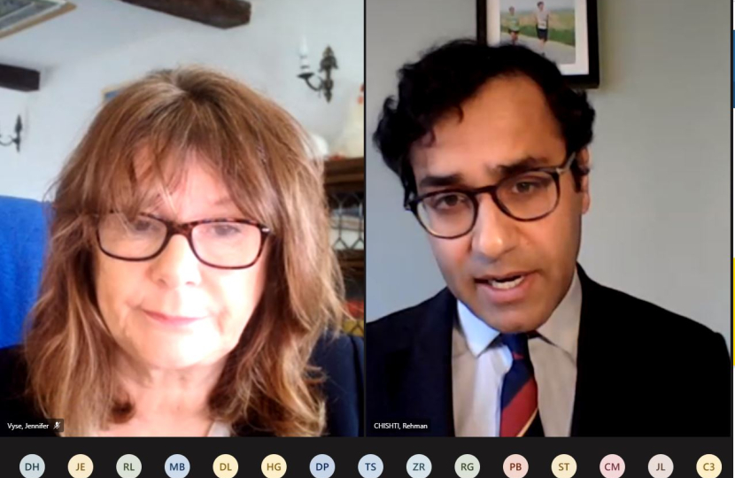 Screenshot of Rehman speaking at the virtual Inquiry