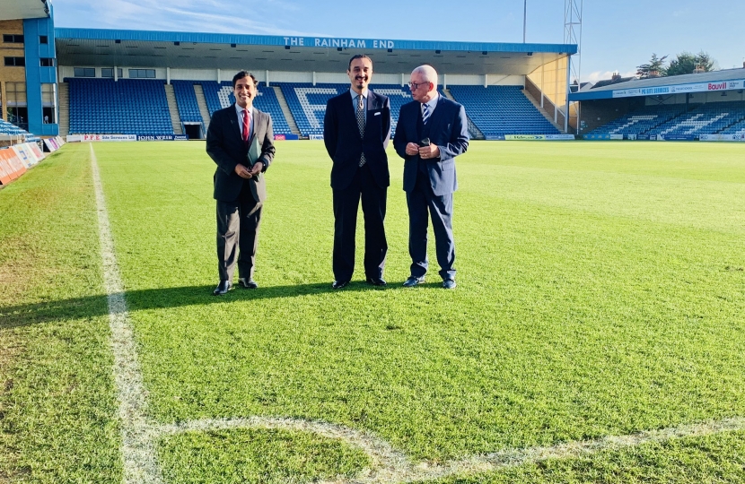 Rehman and Ambassador at Gillingham FC