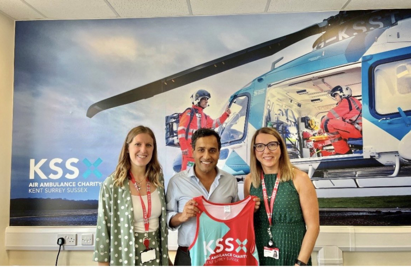 Rehman with Kent Surrey Sussex Air Ambulance Charity