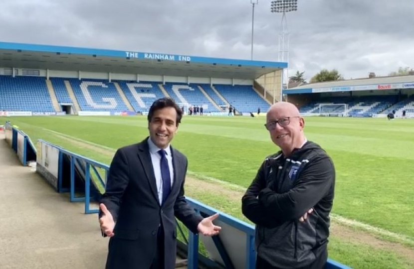 Rehman with Gillingham FC Chairman, Paul Scally