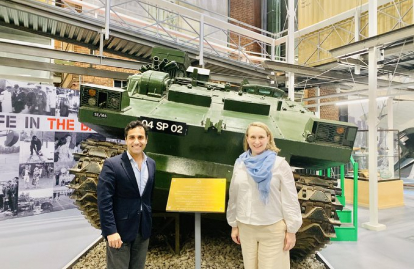 Rehman and US visitor Brooke Bennett at the Royal Engineers Museum