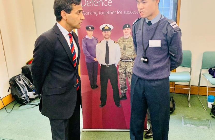 Rehman with members of the South East & Greater London Reserve Forces’ & Cadets’ in Parliament