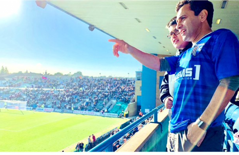 Rehman watches Gillingham FC play at home 