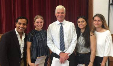 Rehman Chishti MP with staff and students at Rainham Mark Grammar School
