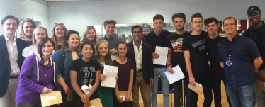 Rehman Chishti MP with students and staff at The Robert Napier School