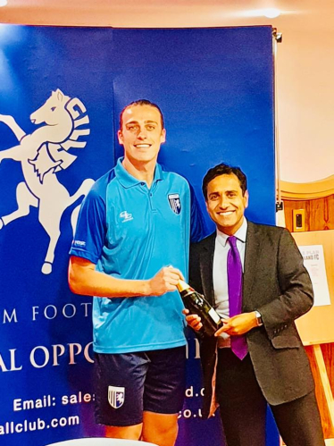 Rehman presents Tom Eaves with Man of the Match award