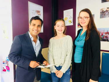 Rehman visits students receiving GCSE results