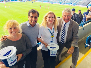 Rehman Chishti at Priestfield Stadium with Medway hospital charity collectors