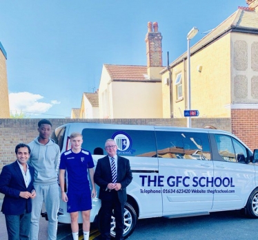 Rehman with Gills school students and Gills FC Chairman