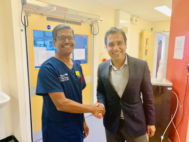 Rehman with staff at Medway Hospital