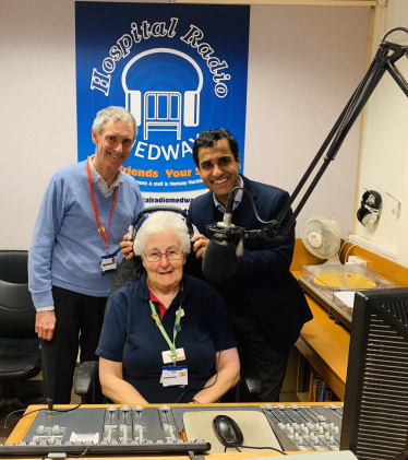 Rehman with Hospital Radio Medway staff
