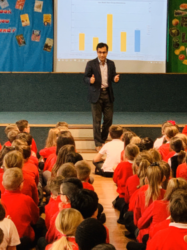 Rehman giving an assembly