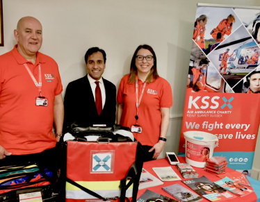 Rehman with staff from the Air Ambulance Charity