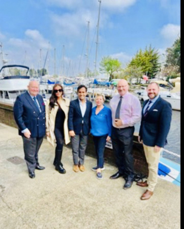 Rehman with the Beckwith family at Gillingham Marina 