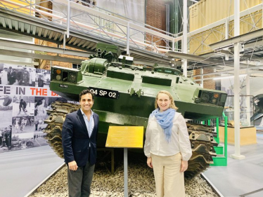 Rehman and US visitor Brooke Bennett at the Royal Engineers Museum