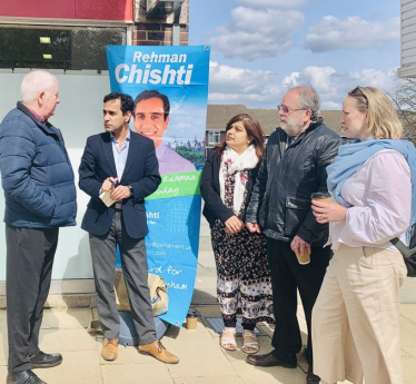 Rehman meeting local residents with Cllrs Nusrat Ahmed and Roger Barrett